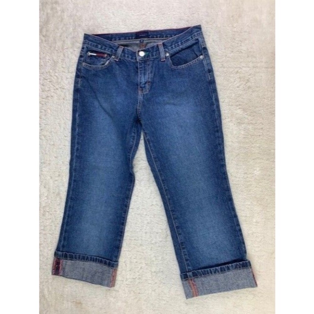 Tommy Jeans Size 9 Womens Crop Cotton Mid Rise Cuff Hem